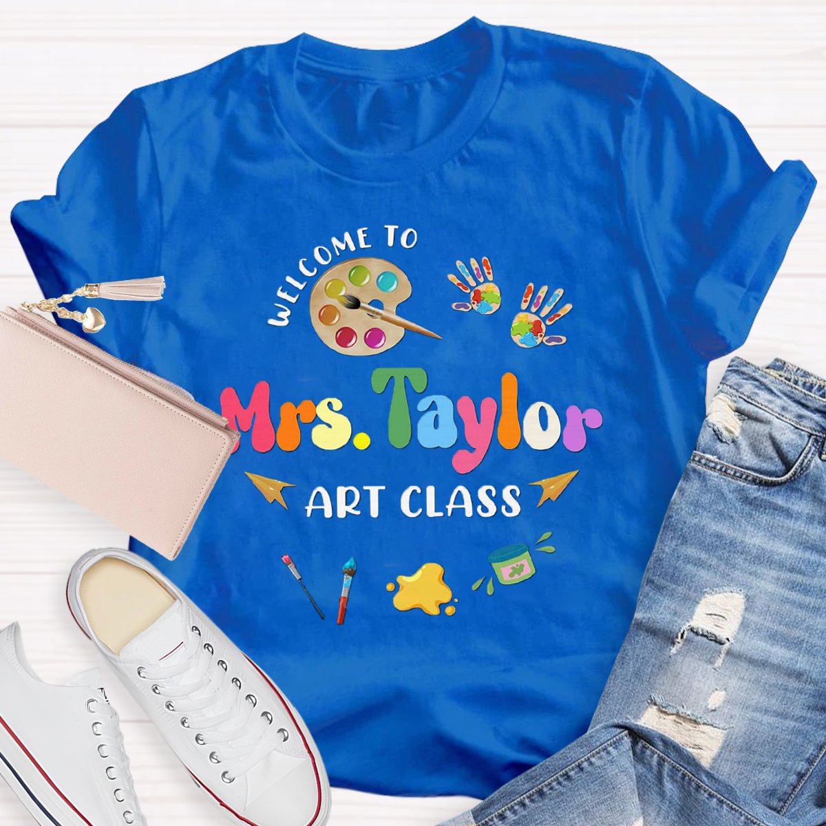 Personalized Art Teachers Name Welcome To Art Class T-Shirt