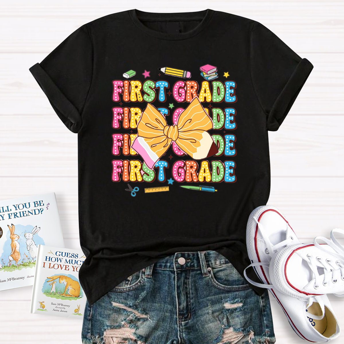 Personalized Grade Pencil Bow Back To School T-shirt