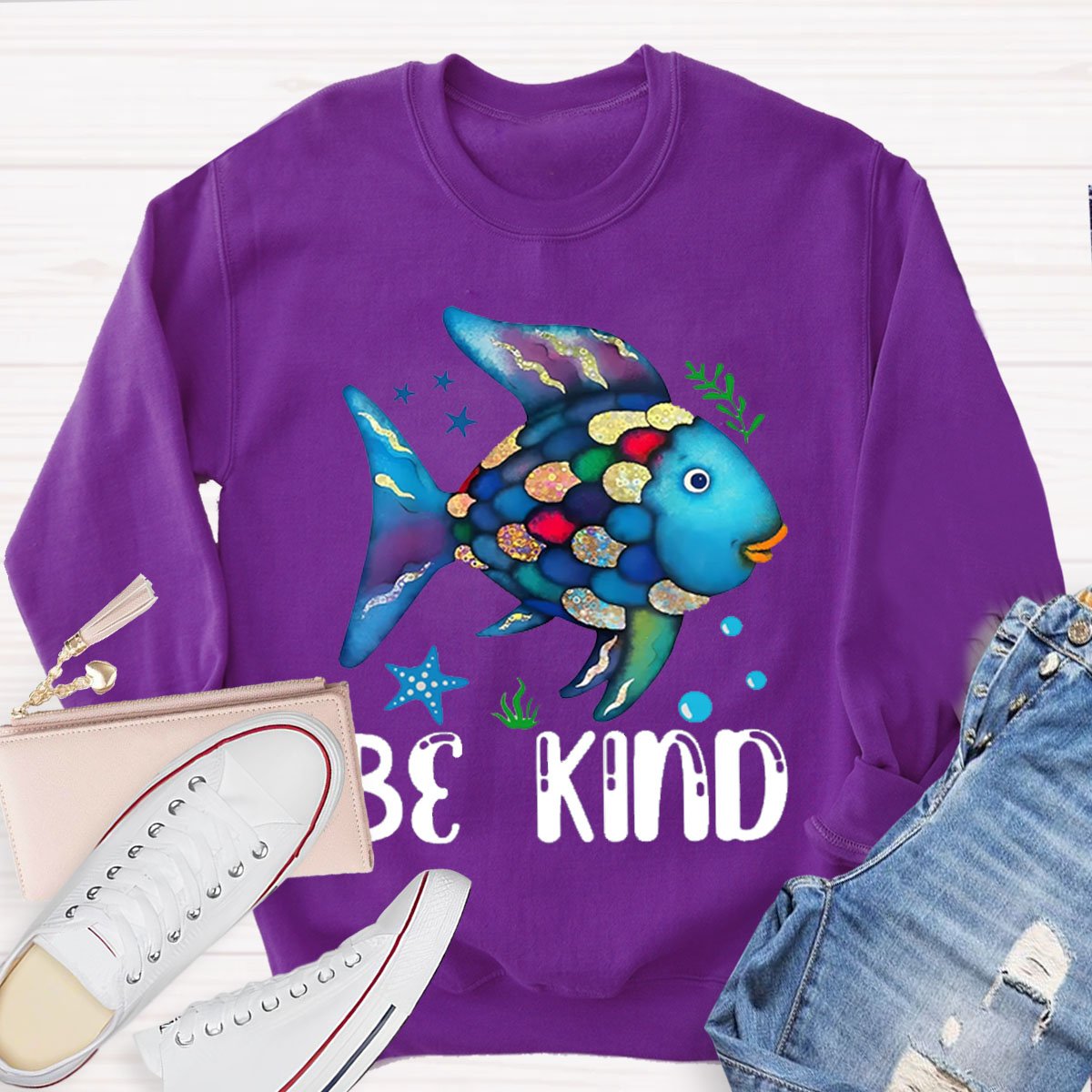 Be Kind Colorful Fish Sweatshirt