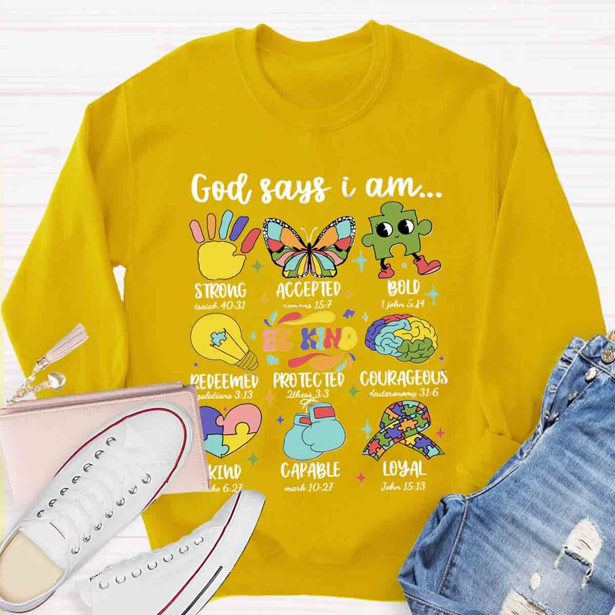 God says I am Strong Bold Be Kind Sweatshirt