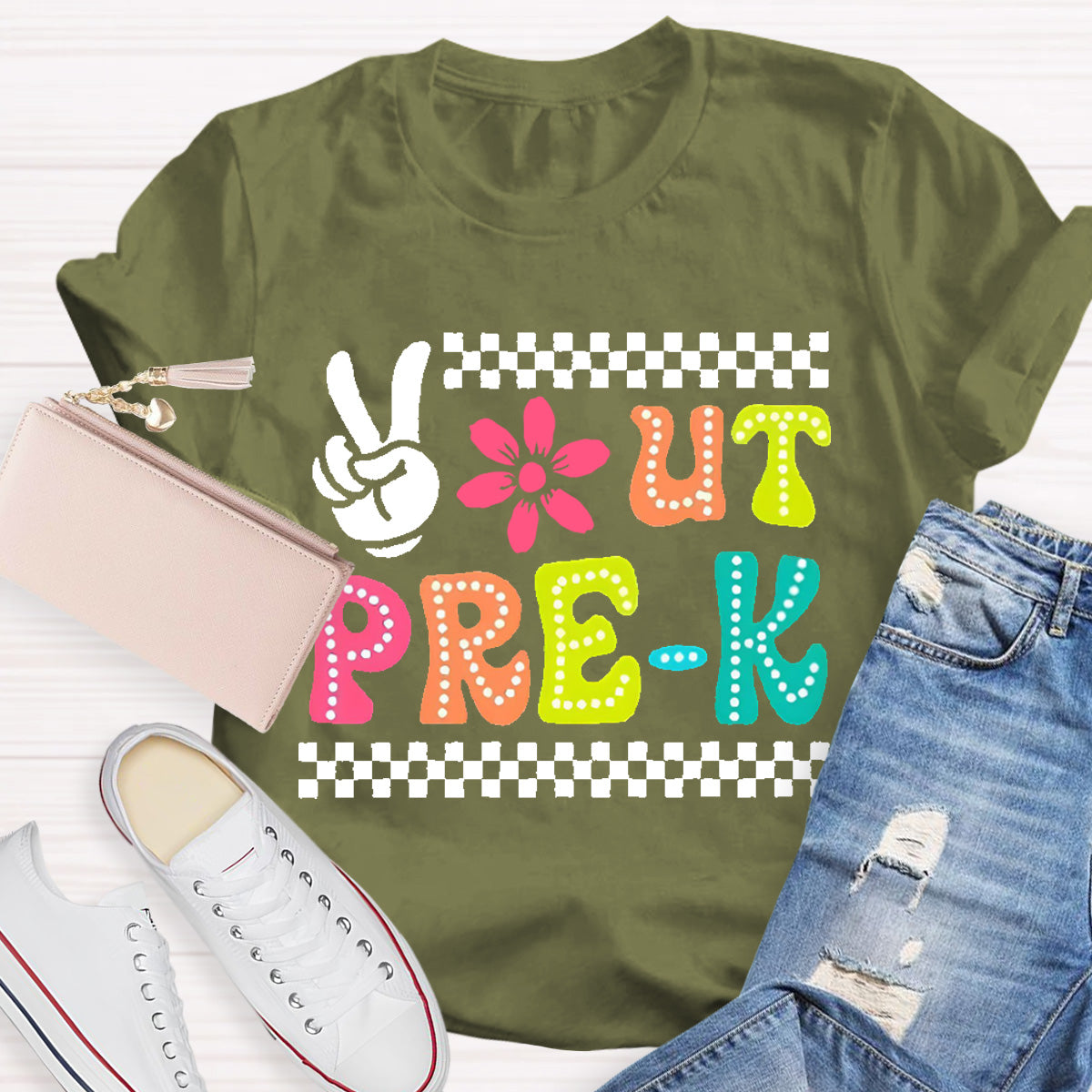 Personalized Grade Out Pre-k Smile Teacher T-Shirt