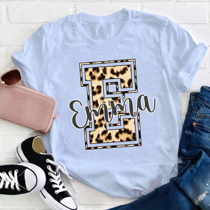 Personalized Name Leopard Color Teacher T-Shirt