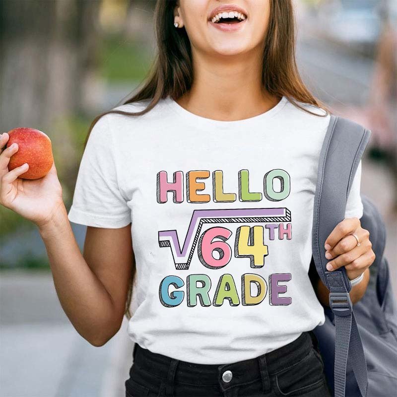 Personalized Grade Say Hello Math Teacher T-Shirt