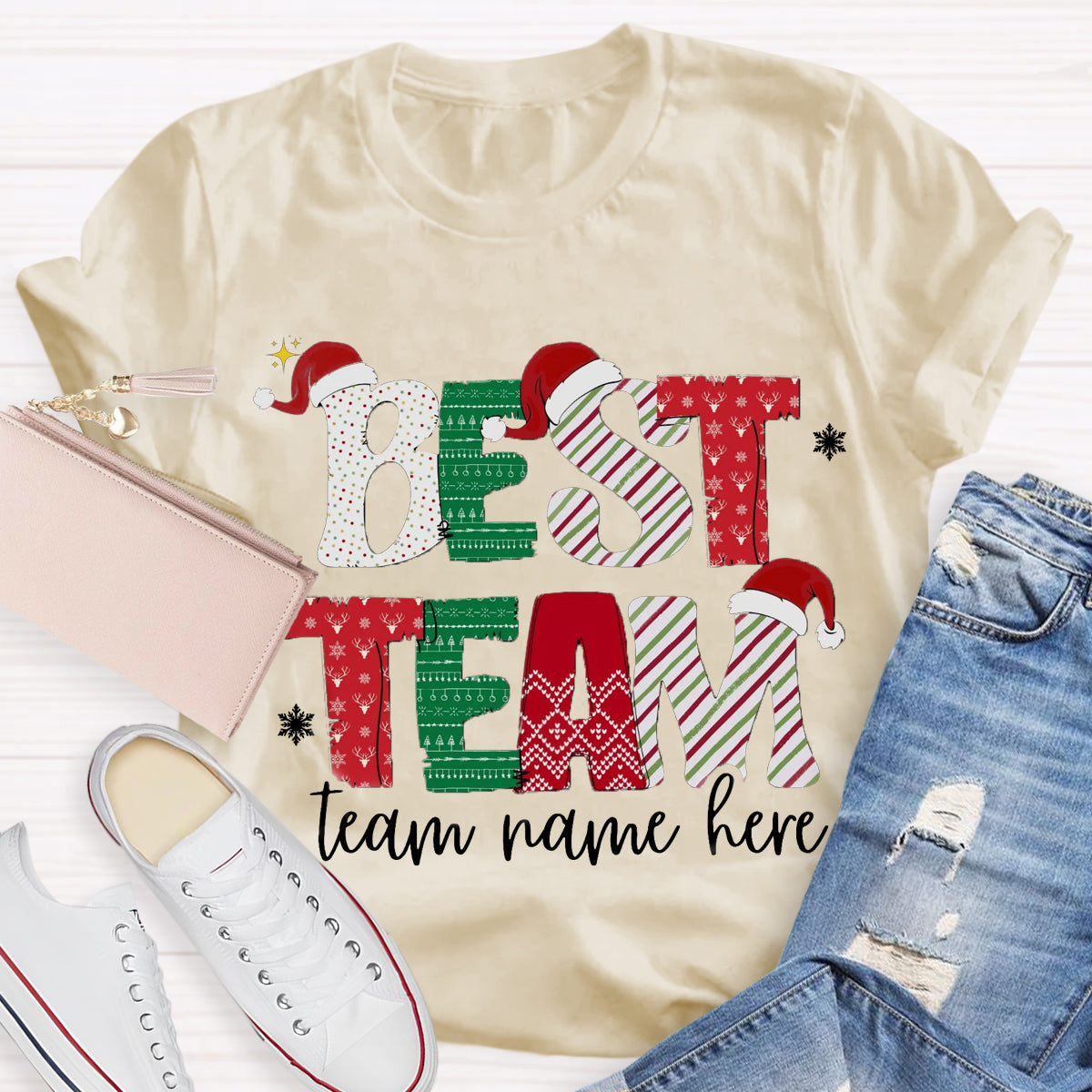 Personalized Team Name Christmas Best Team Ever T-Shirt