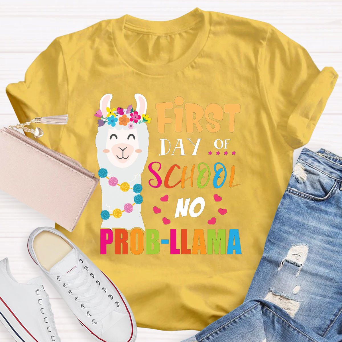 First Day Of School No Prob-Llama Teacher Shirt