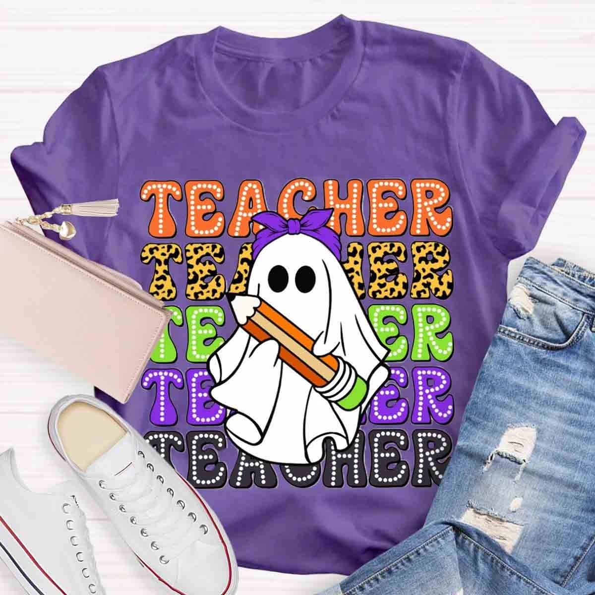 Halloween Cute Ghost Spooky Teacher Shirt