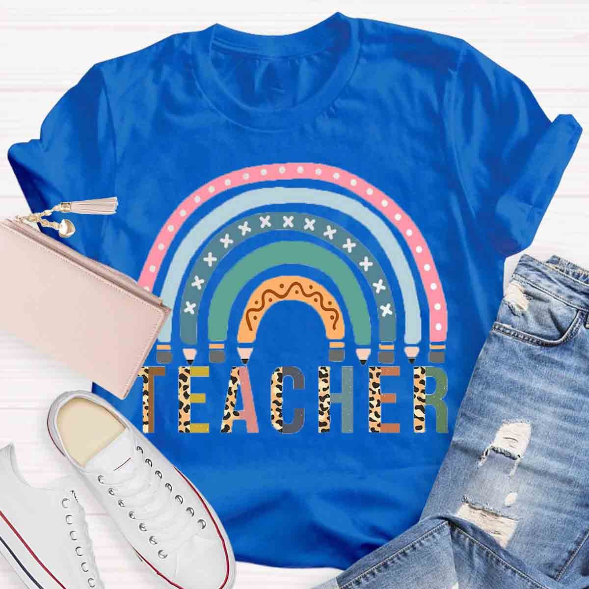 Rainbow Pencil  Teachers T-Shirt