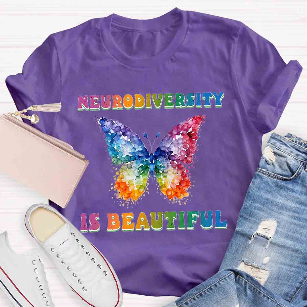 Neurodiversity is Beautiful Butterfly Design Special Ed Teacher T-Shirt