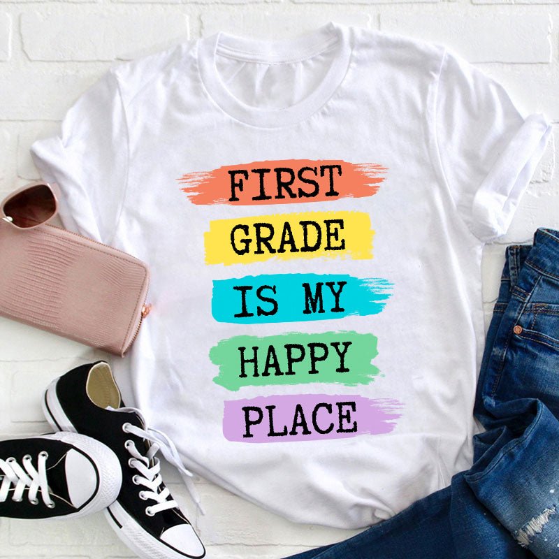 Personalized Grade Is My Happy Place Teacher T-Shirt