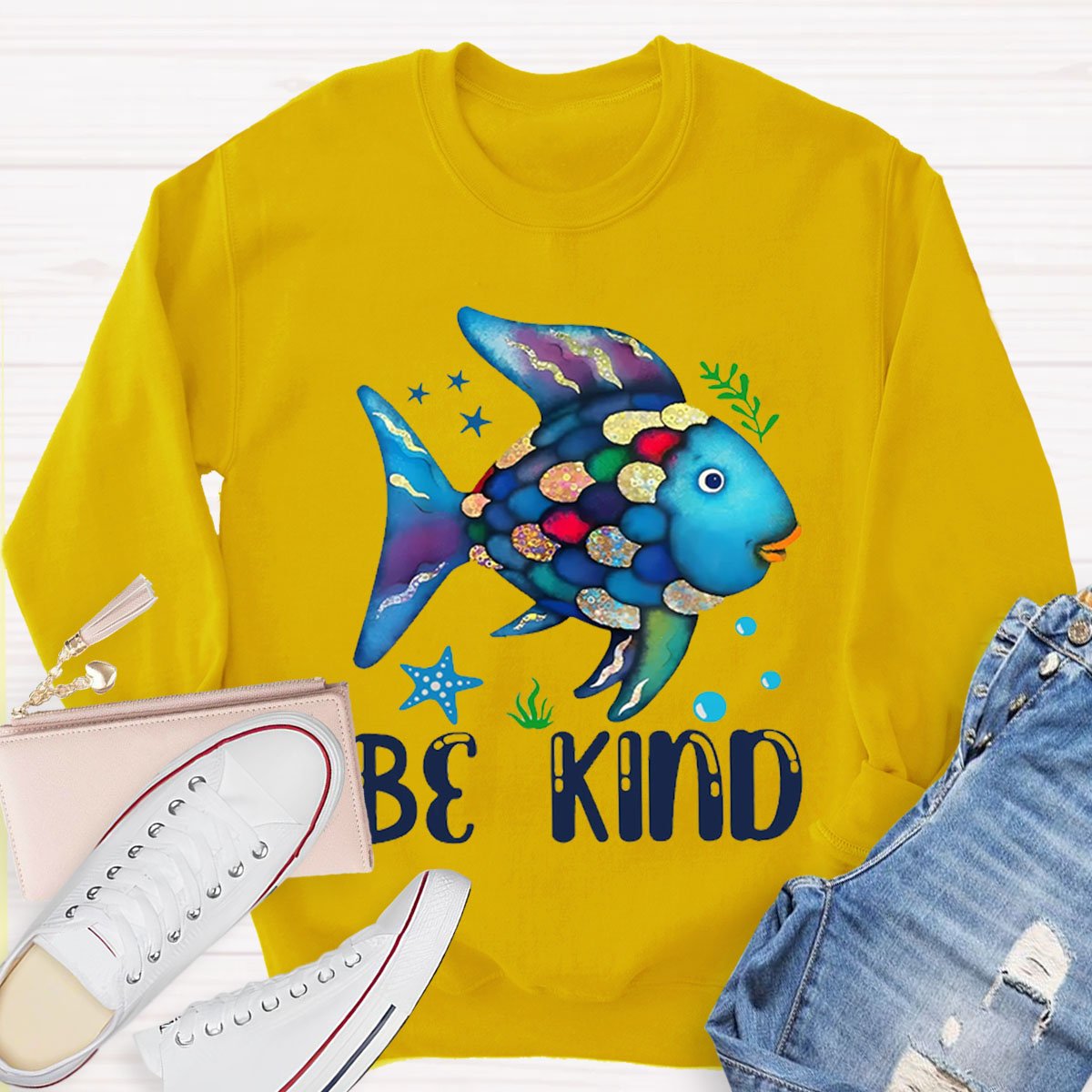 Be Kind Colorful Fish Sweatshirt