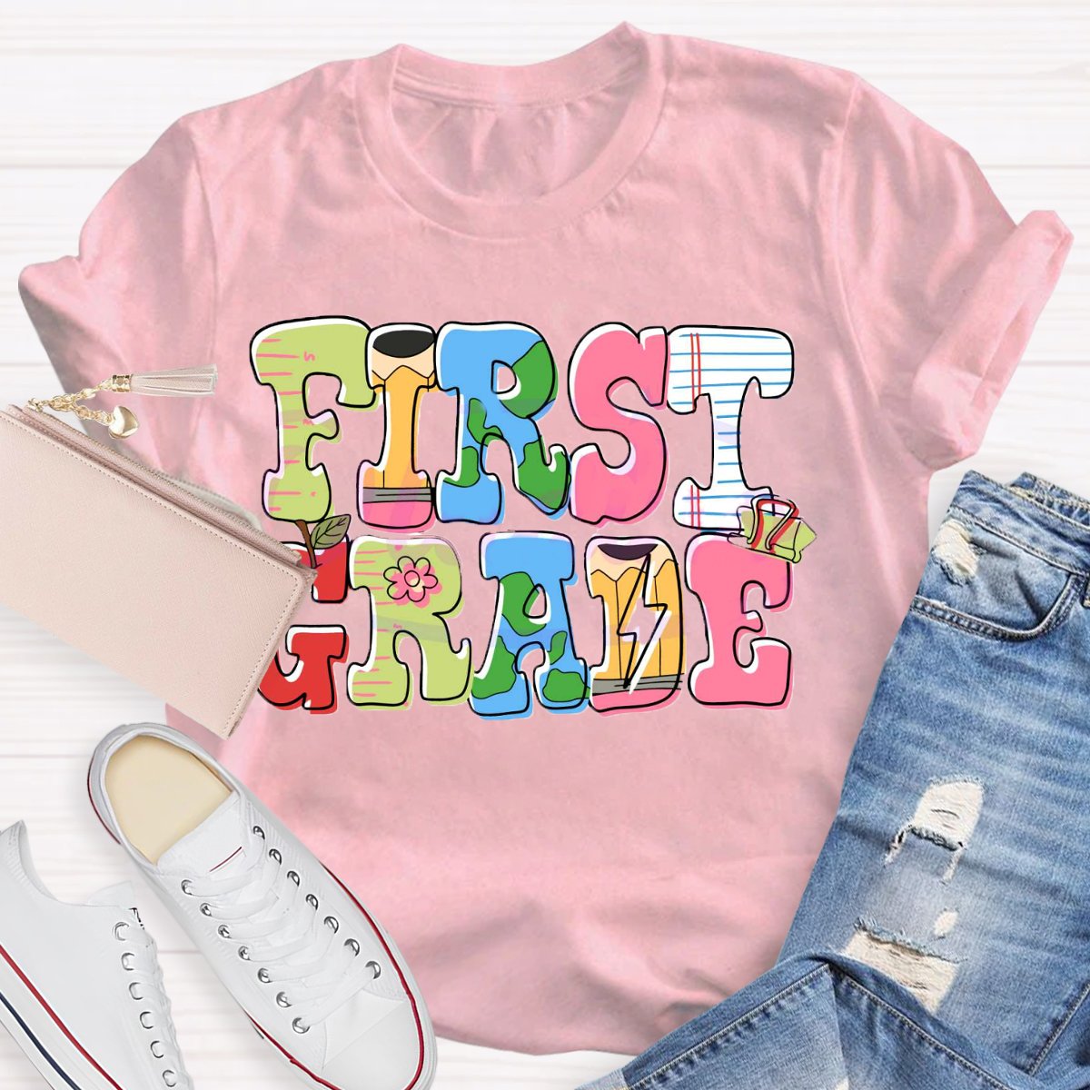 Personalized Grade First Grade Student Back To School T-Shirt