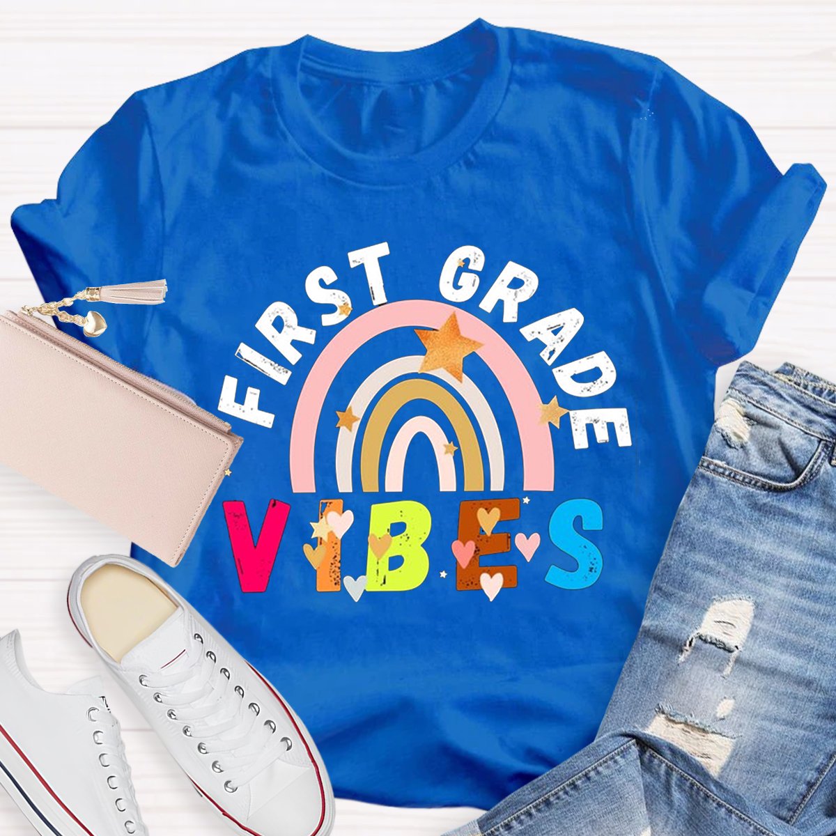 Personalized First Grade Vibes Teacher Shirt