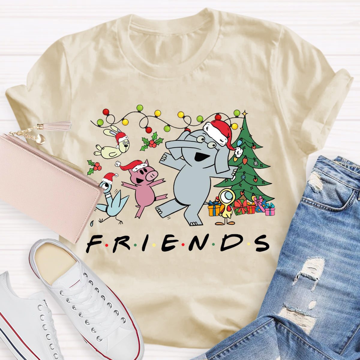 Friends Elephant And Piggie Christmas T-Shirt