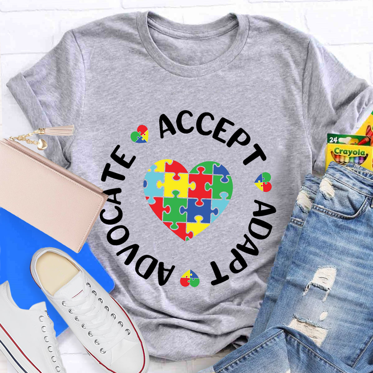 Accept Adapt Advocate Heart Special Education Teacher T-Shirt