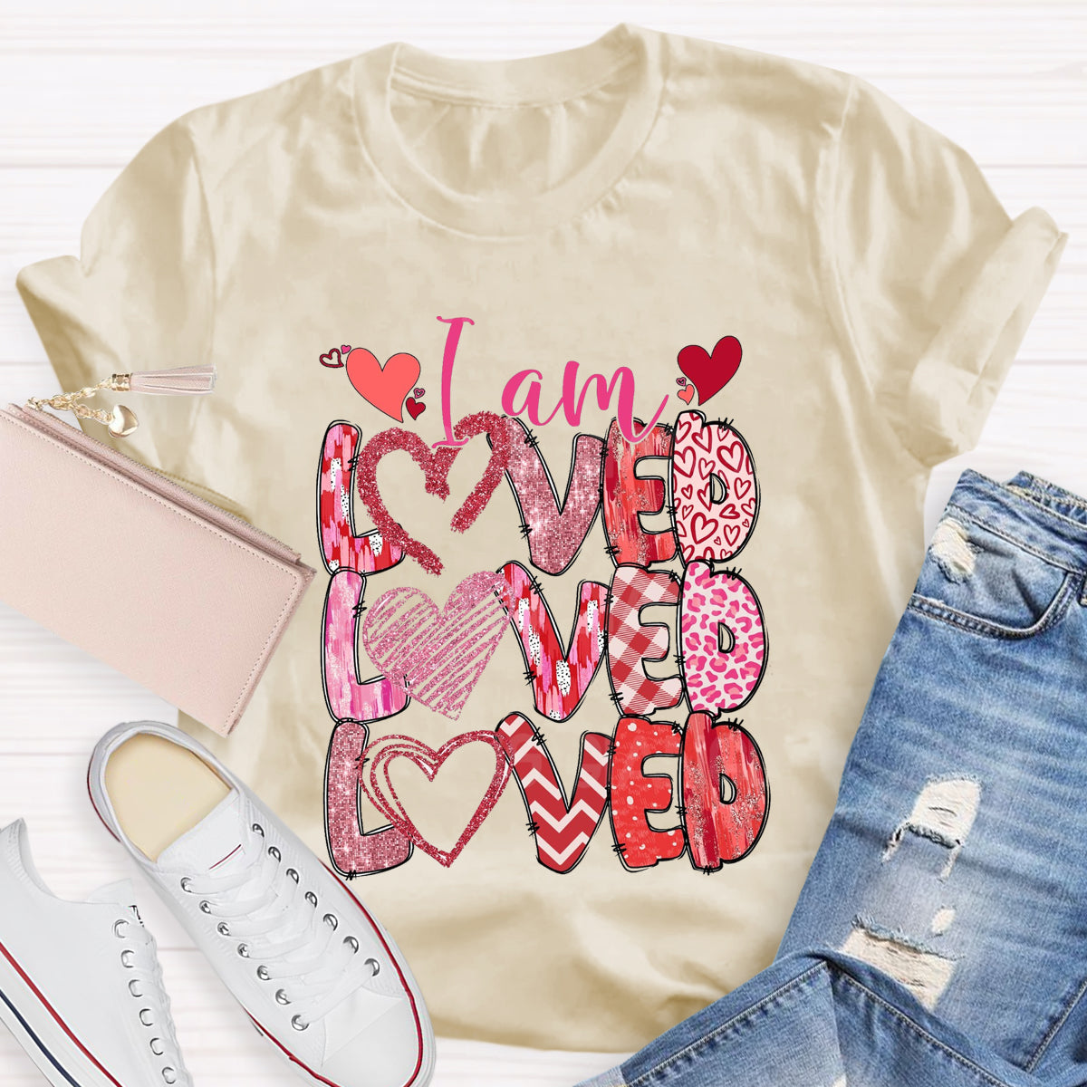 I am Loved Pink Heart T-Shirt