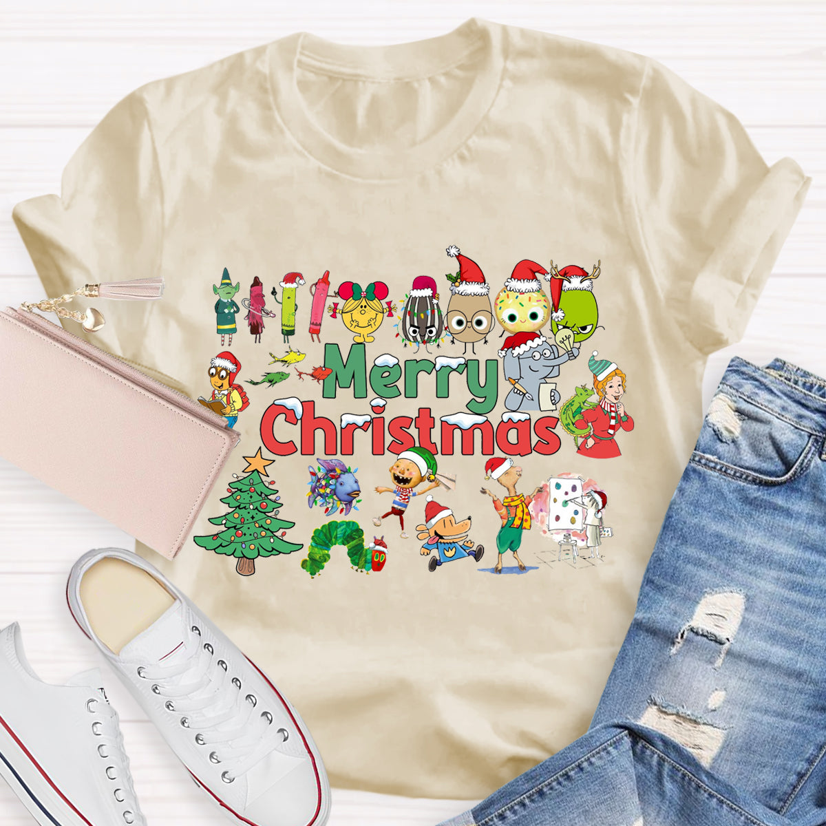 Merry Christmas Character Illustrations in Picture Books T-Shirt