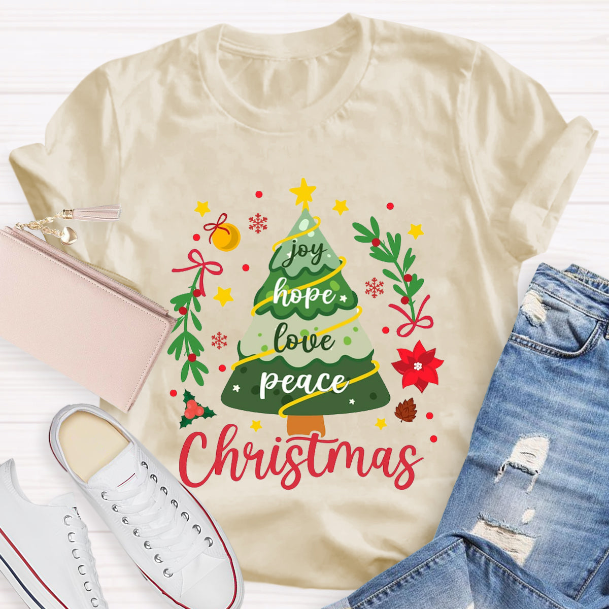 Christmas Tree Joy Hope Love Peace T-Shirt