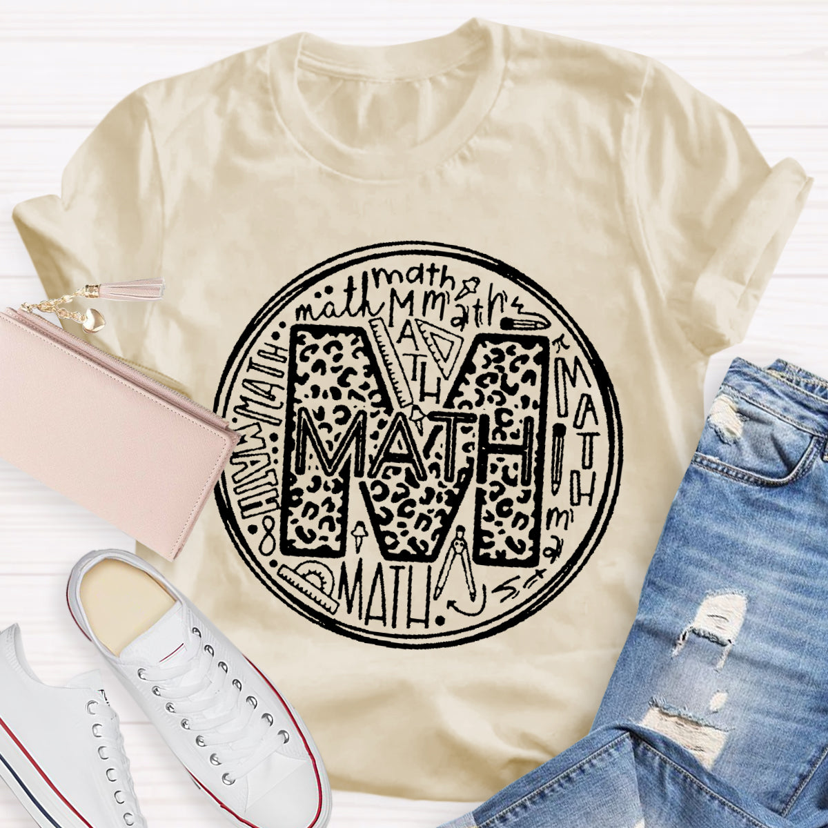 Multi-font Math Teacher T-Shirt