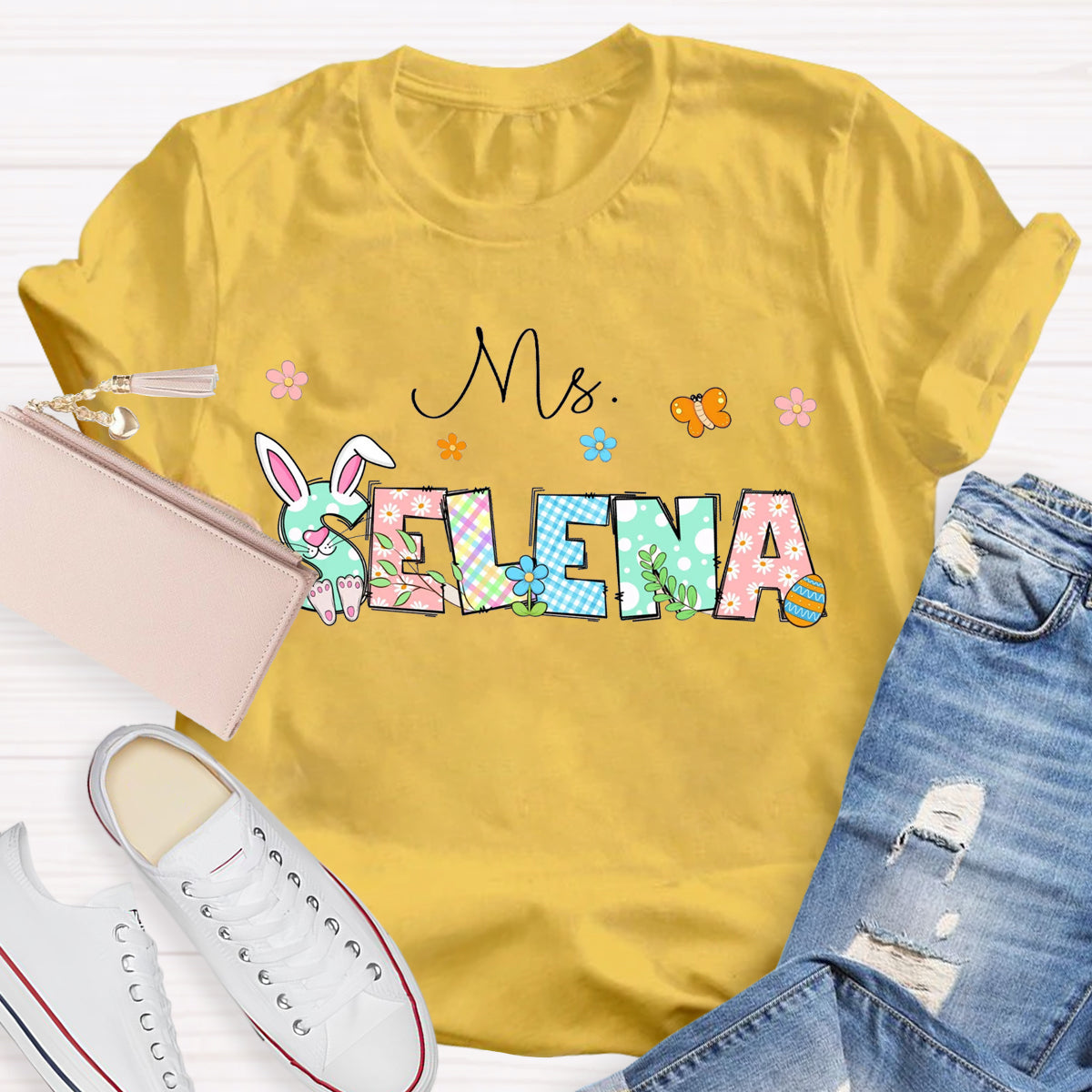 Personalized Name Easter Day Bunny T-Shirt