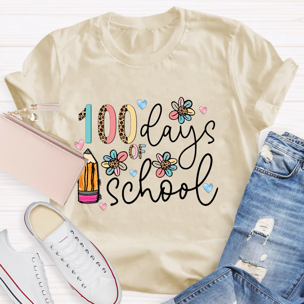 100 Days Of School Pencil Teacher T-Shirt