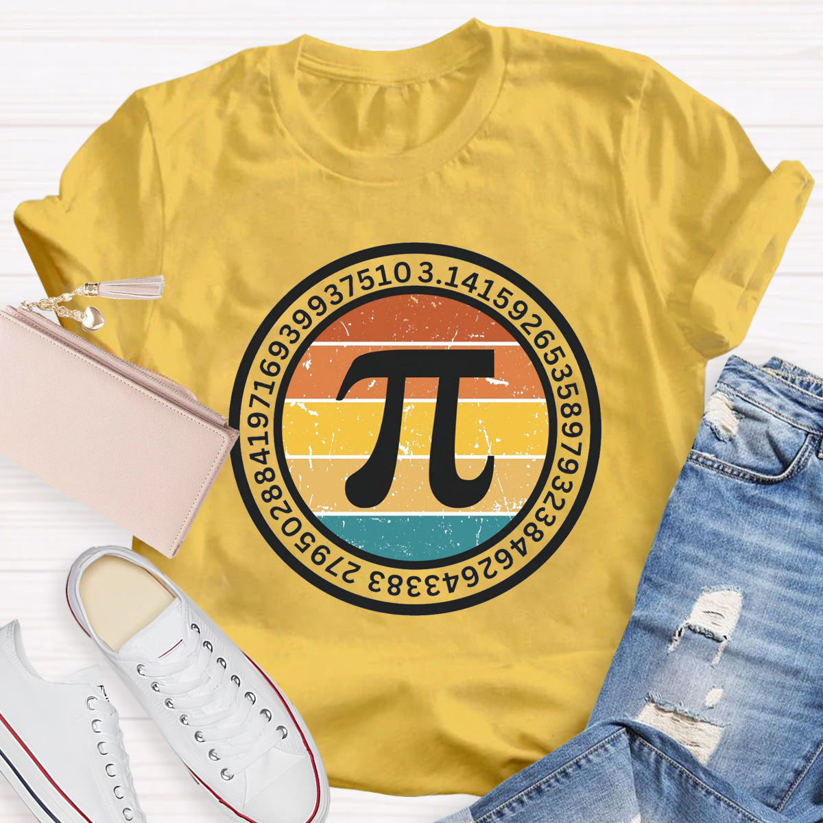 Vintage Pi Symbol Math Teacher T-Shirt