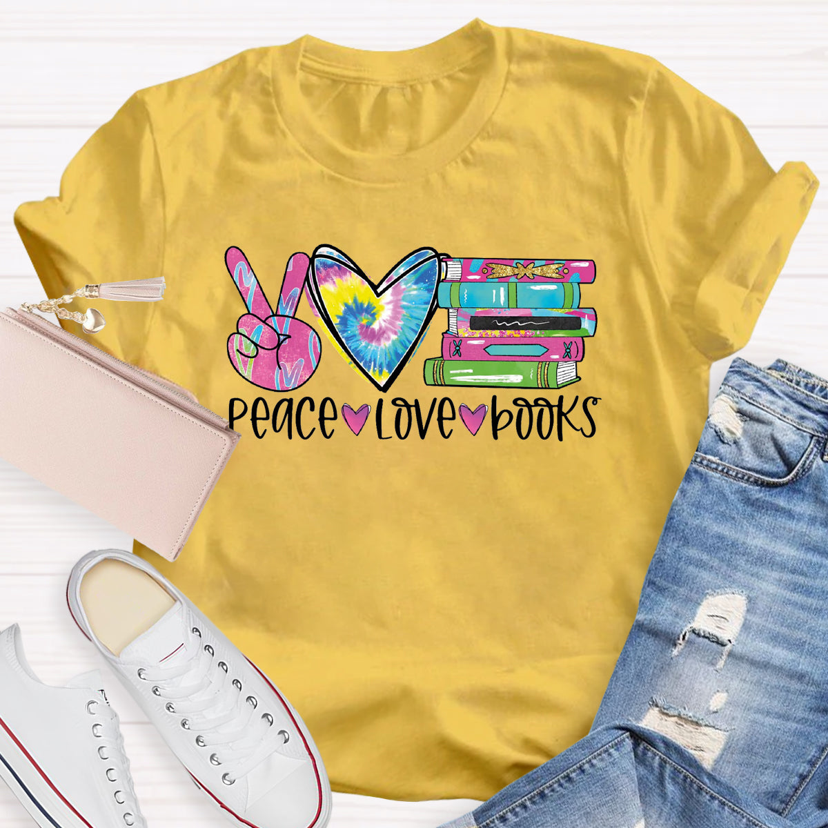 Peace Love Books T-Shirt