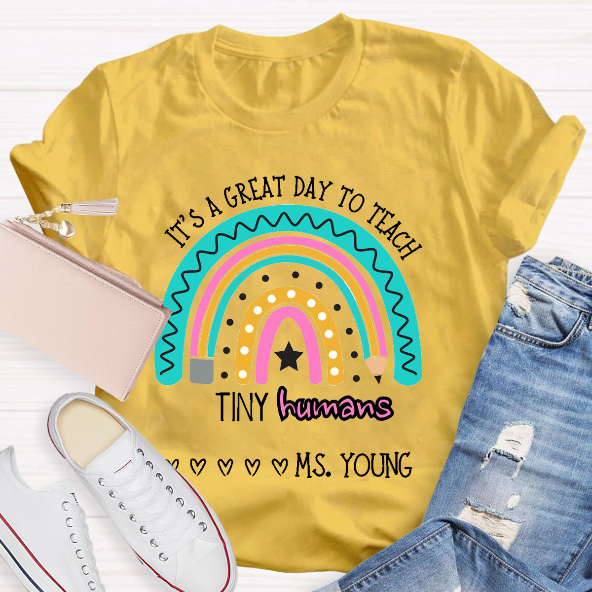 Personalized Name It's A Great Day To Teach Tiny Humans T-Shirt