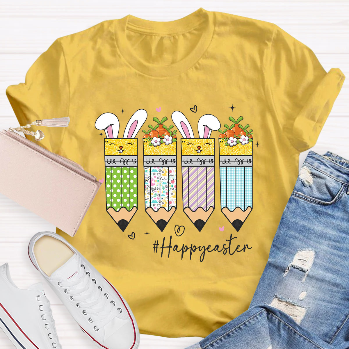 Happy Easter Pencil Teacher T-Shirt