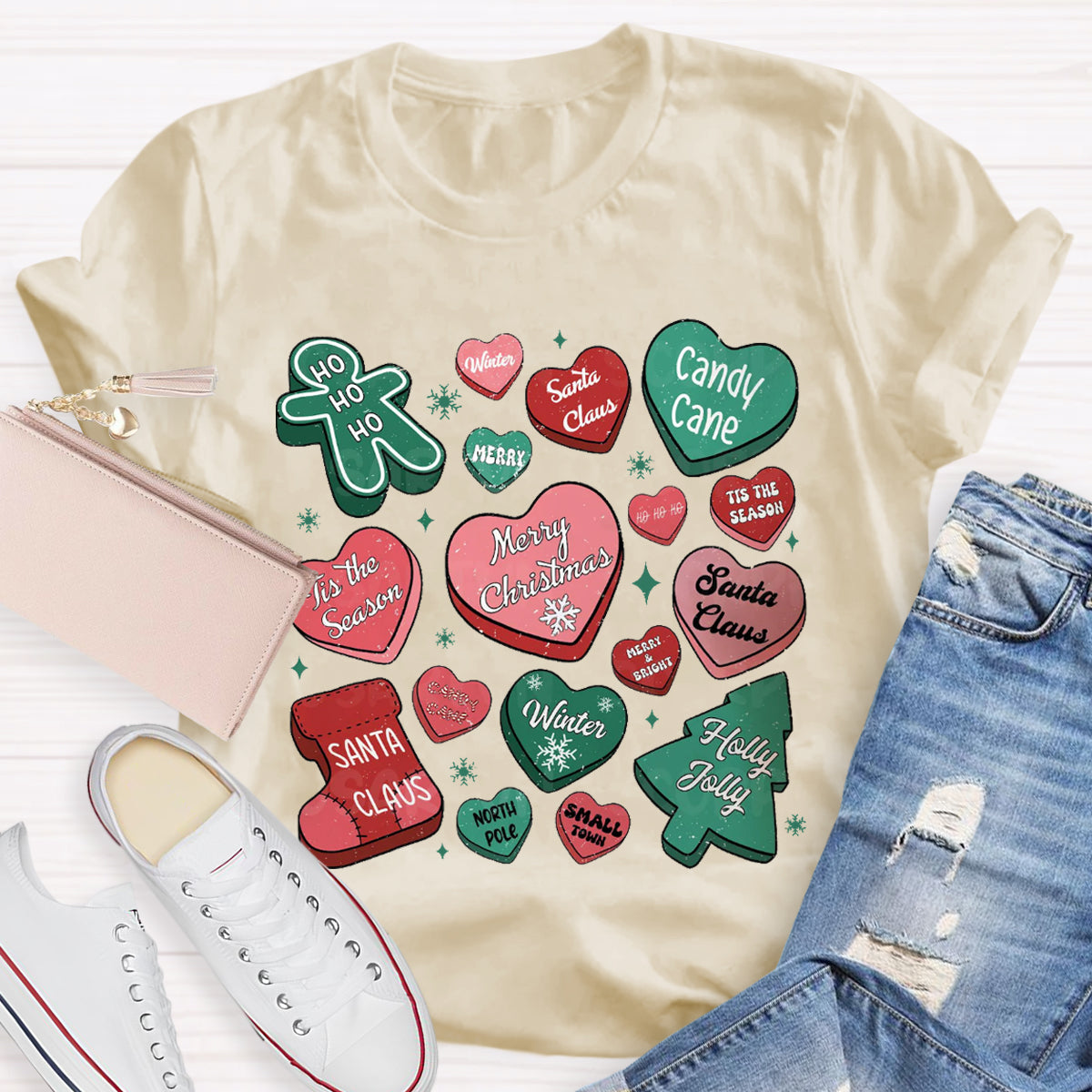 Candy Hearts Christmas T-Shirt