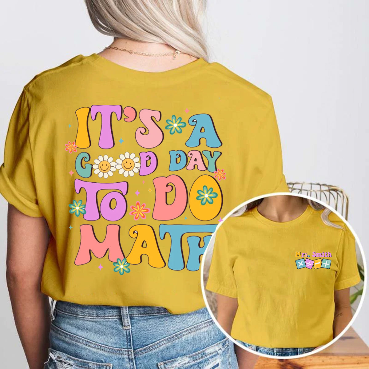 Personalized Name It's A Good Day To Do Math Double Printed T-shirt