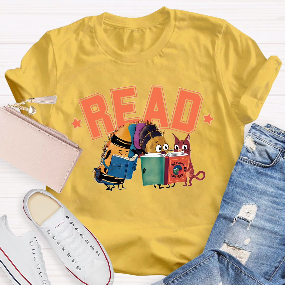 Caterpillar Read Books Teacher T-Shirt