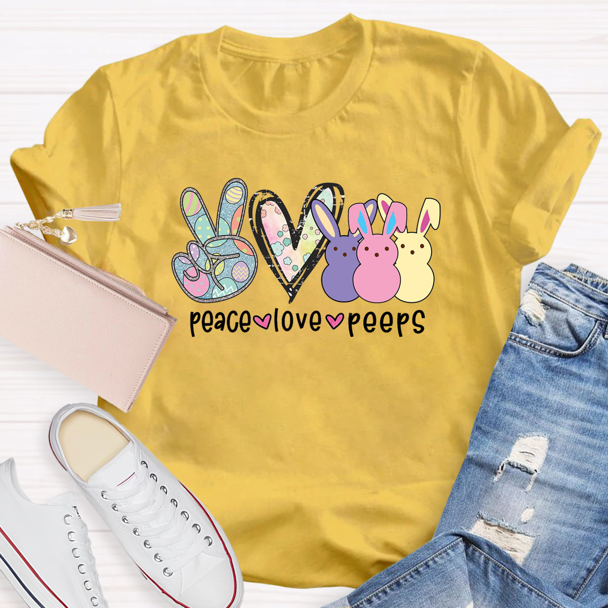 Peace Love Peeps Easter Heart T-Shirt