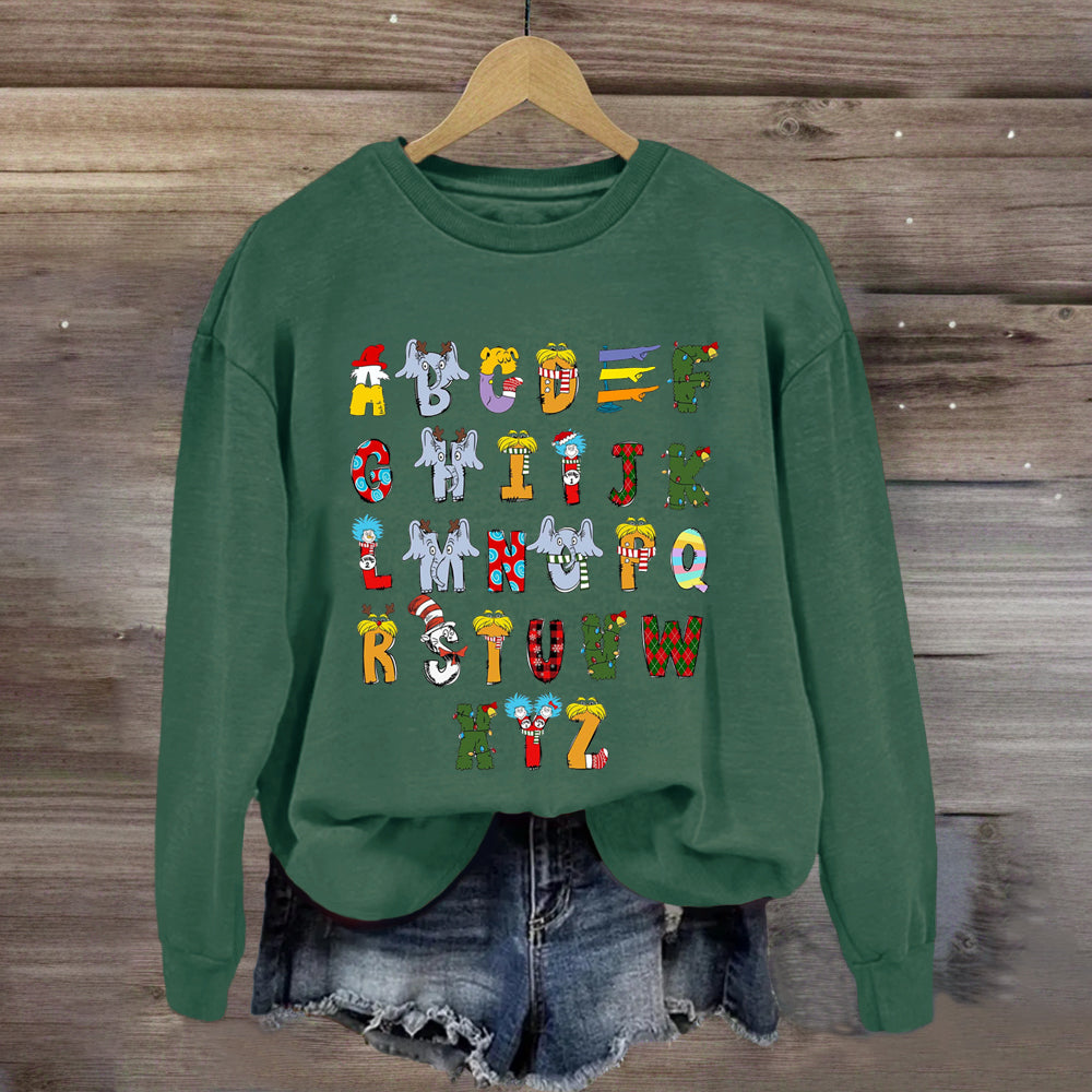 Christmas Doodle Alphabet Cat In The Hat Children's Book Sweatshirt