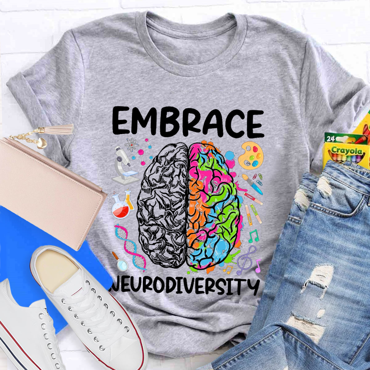 Embrace Neurodiversity Brain Teacher T-Shirt