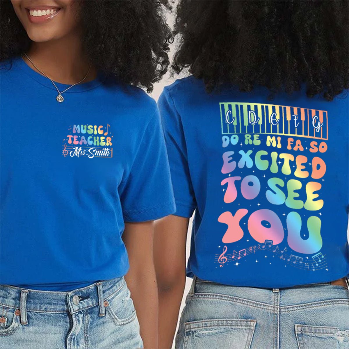 Personalized Name Excited To See You Double Printed T-shirt