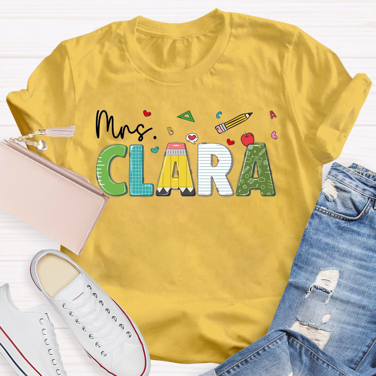 Personalized Name Mrs Clara Teacher T-Shirt