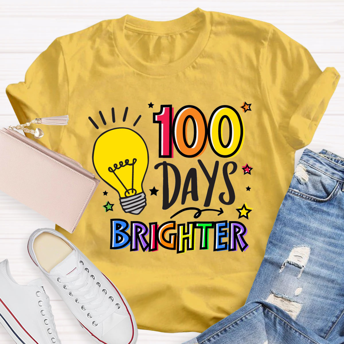 100 Days Brighter Teacher T-Shirt