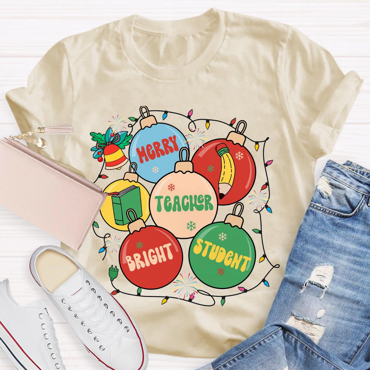 Merry Teacher  Bright Students T-Shirt