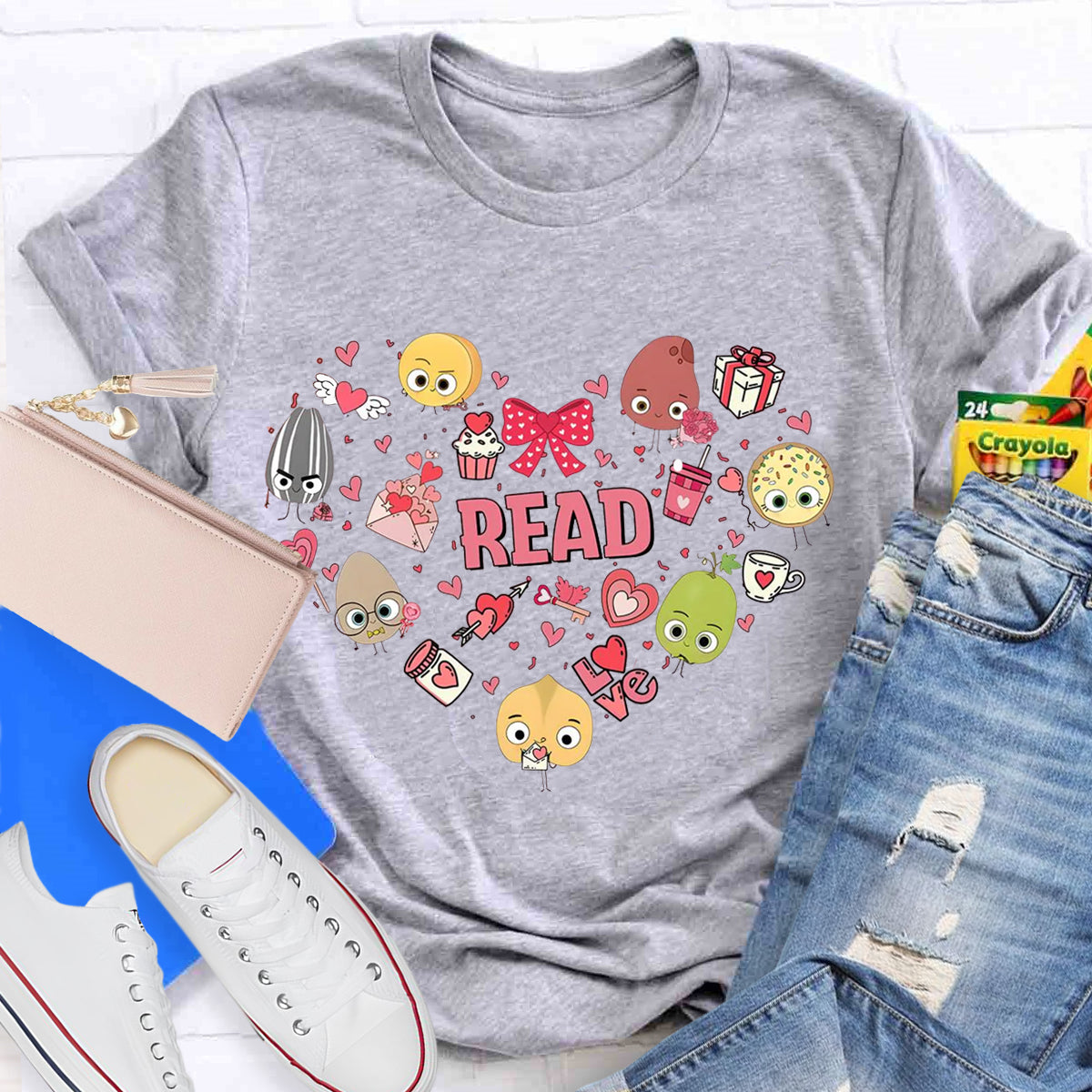 Love Reading Tiny Human Book Lover Teacher T-Shirt