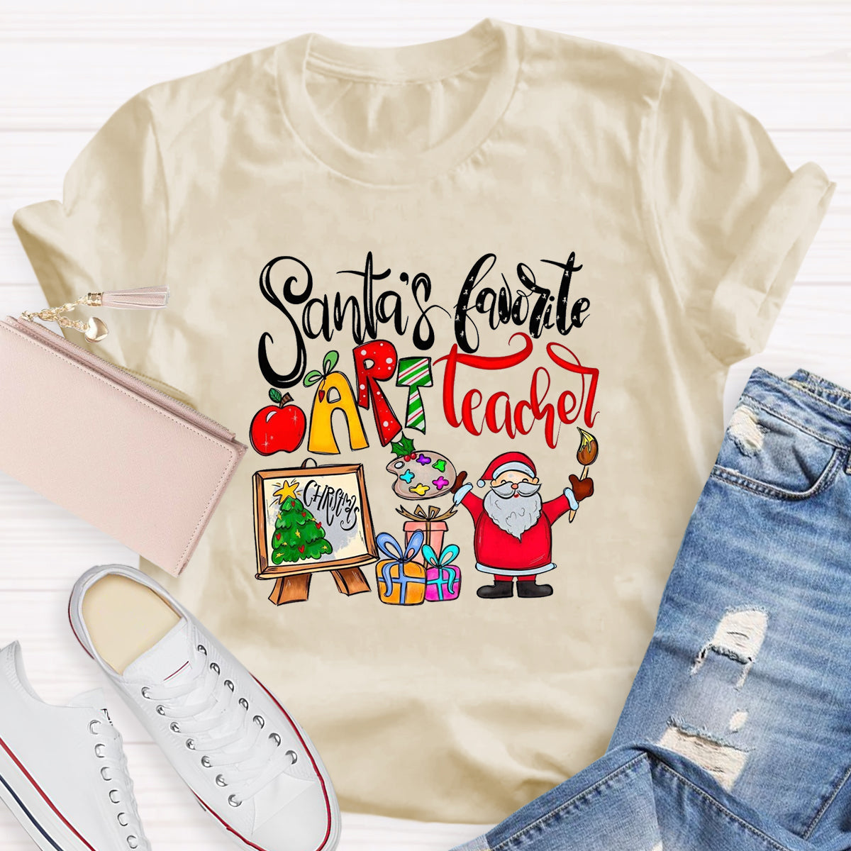 Santa's Favorite Art Teacher T-Shirt