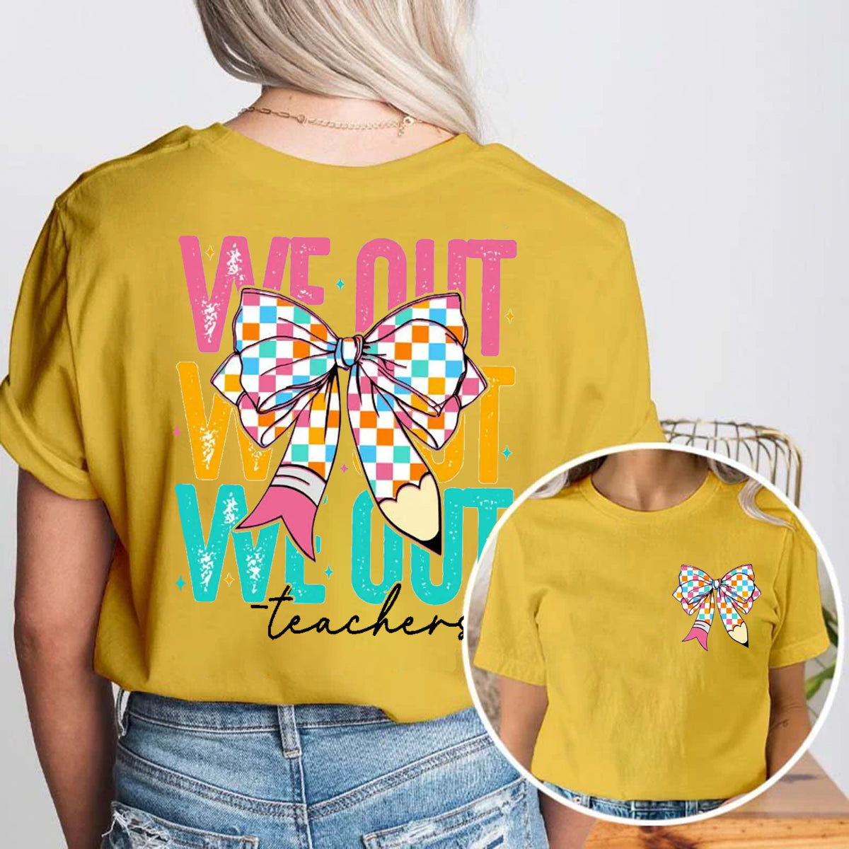 We Out Pink Bowknot Double Printed T-shirt