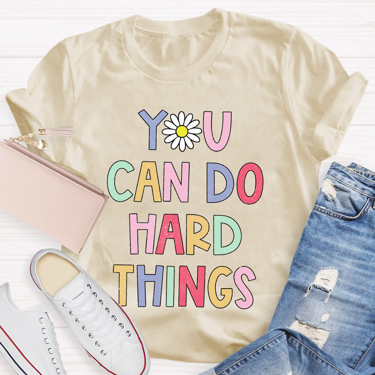 Floral You Can Do Hard Things T-shirt