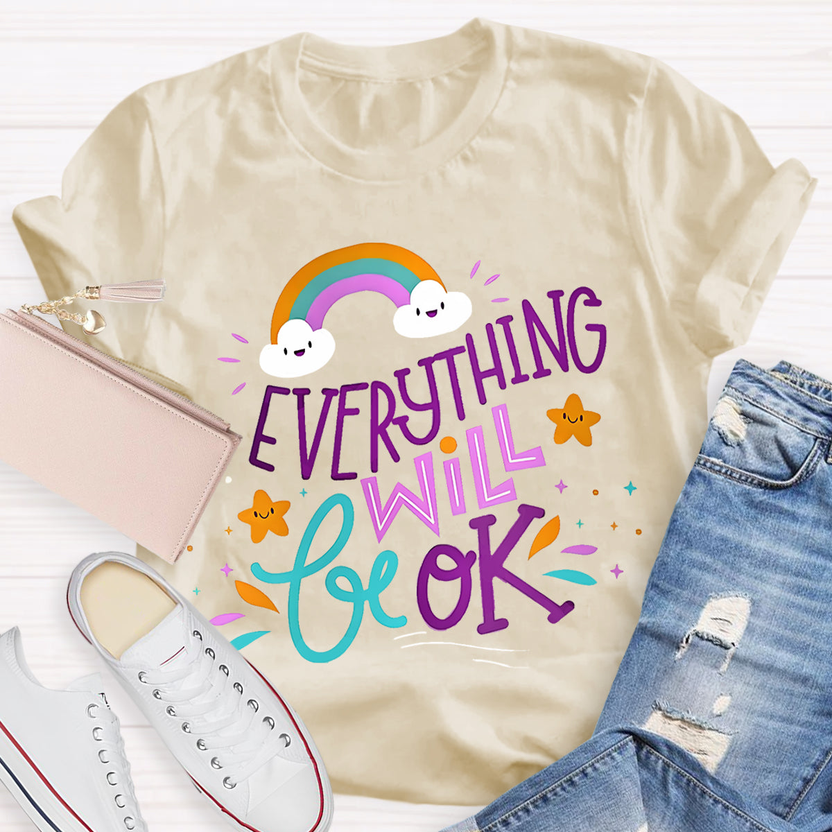 Everything Will Be Ok Rainbow T-Shirt