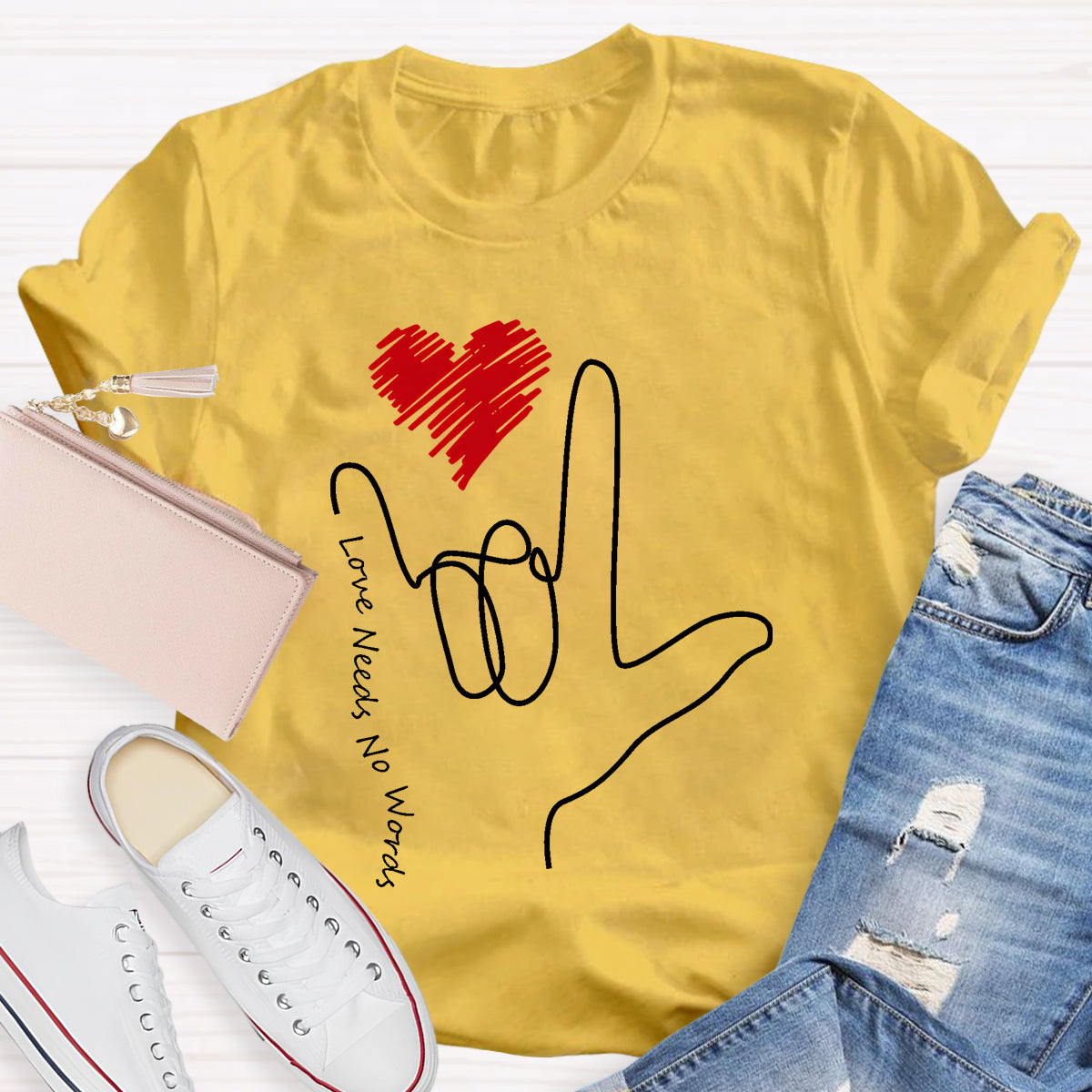 Love Need No Words Sign Language Love T-Shirt