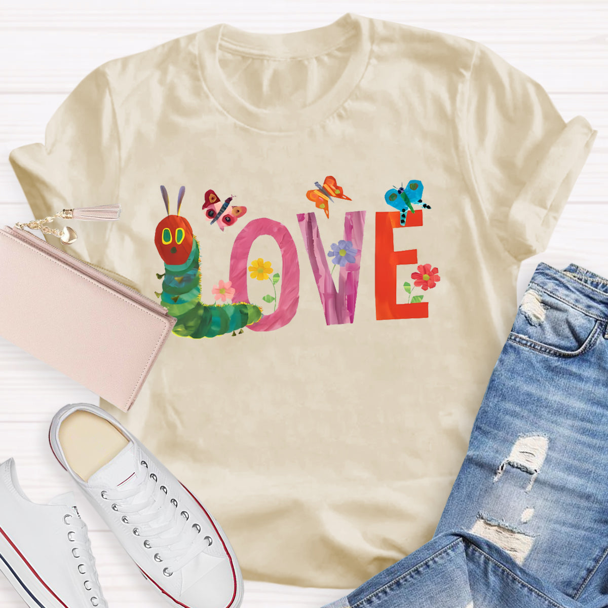 Caterpillar Butterfly Love Teacher T-Shirt