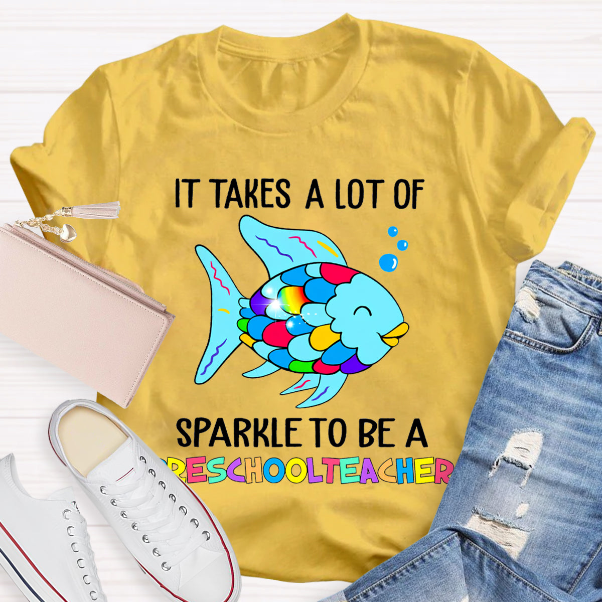 Personalized Grade It Takes A Lot Of Sparkle To Be A Preschool Teacher T-Shirt