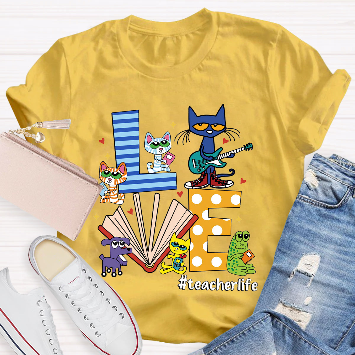 Pete the Cat Love Teacherlife Teacher T-Shirt