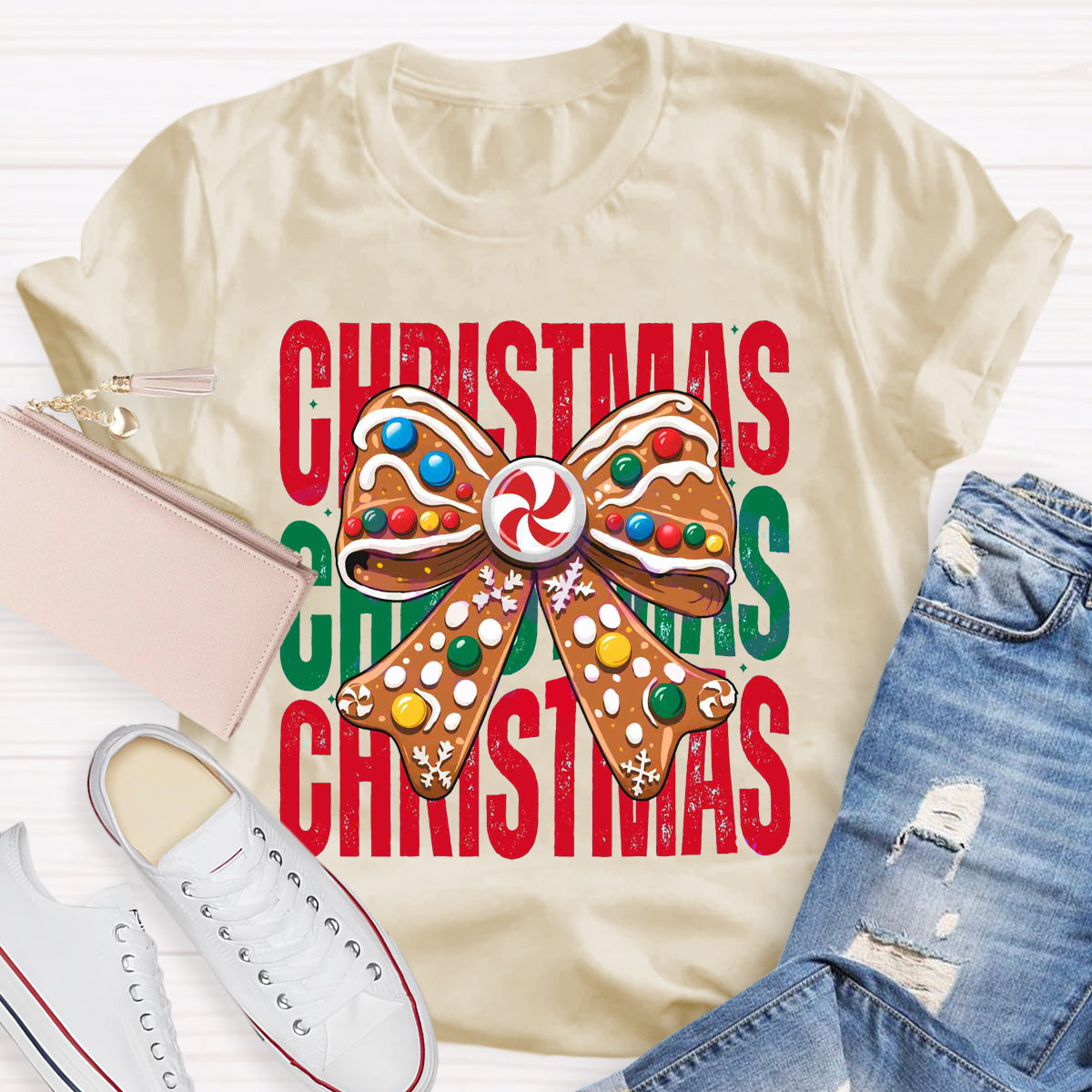 Nice Coquette Bow gingerbread Christmas T-Shirt