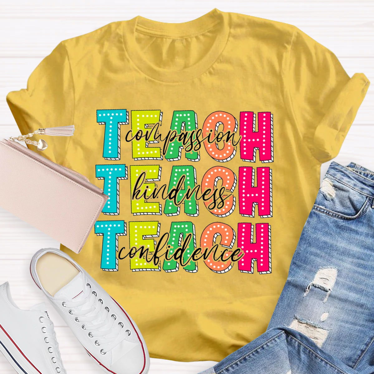 Compassion Kindness Confidence Teacher T-Shirt