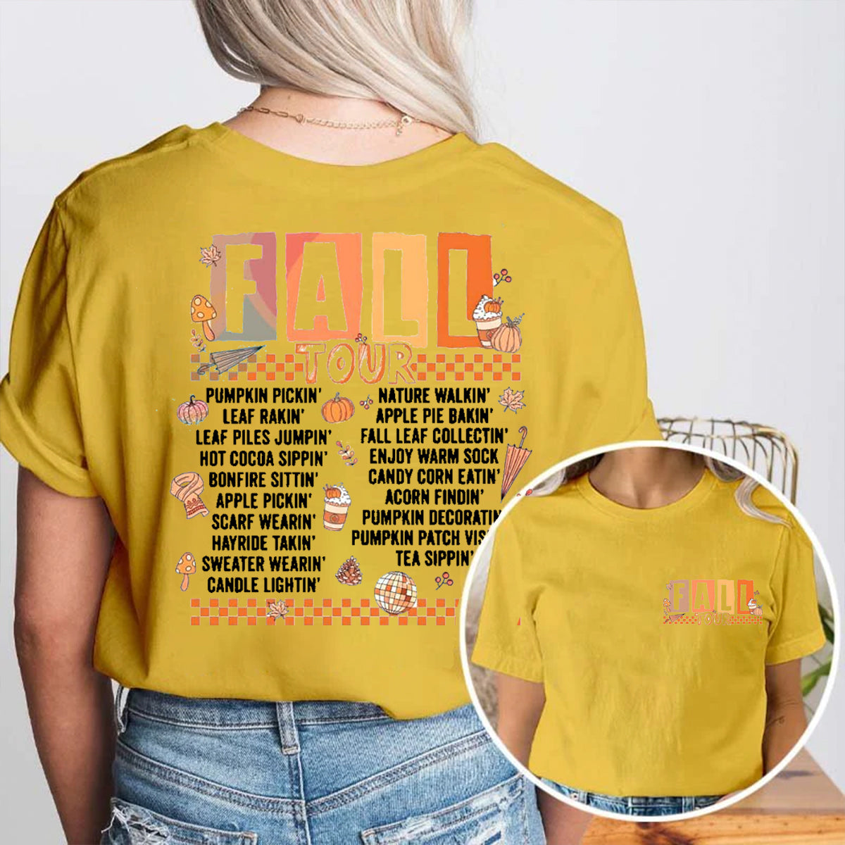 Fall Tour Pumpkin Gardening Double Printed T-shirt